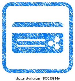 Ripple Bank Card rubber seal stamp watermark. Icon vector symbol with grunge design and unclean texture in rounded rectangle. Scratched blue sign on a white background.