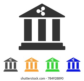 Ripple Bank icon. Vector illustration style is a flat iconic ripple bank symbol with grey, yellow, green, blue color versions. Designed for web and software interfaces.