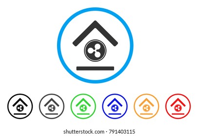 Ripple Bank rounded icon. Style is a flat grey symbol inside light blue circle with additional colored variants. Ripple Bank vector designed for web and software interfaces.