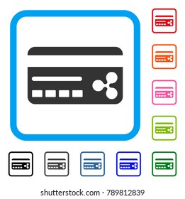 Ripple Banking Card icon. Flat gray iconic symbol inside a blue rounded rectangular frame. Black, gray, green, blue, red, orange color additional versions of Ripple Banking Card vector.