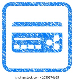 Ripple Banking Card rubber seal stamp watermark. Icon vector symbol with grunge design and unclean texture in rounded squared frame. Scratched blue emblem on a white background.