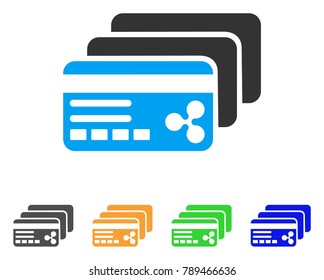 Ripple Banking Cards icon. Vector illustration style is a flat iconic ripple banking cards symbol with gray, yellow, green, blue color variants. Designed for web and software interfaces.