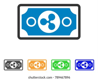 Ripple Banknote icon. Vector illustration style is a flat iconic ripple banknote symbol with gray, yellow, green, blue color variants. Designed for web and software interfaces.
