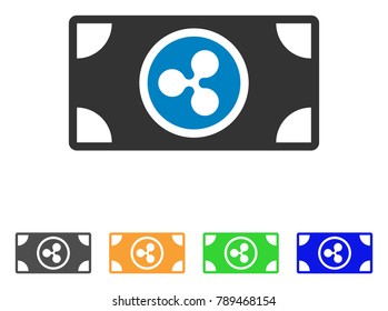 Ripple Banknote icon. Vector illustration style is a flat iconic ripple banknote symbol with grey, yellow, green, blue color versions. Designed for web and software interfaces.