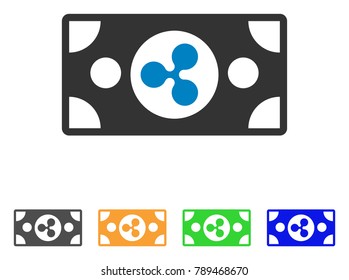 Ripple Banknote icon. Vector illustration style is a flat iconic ripple banknote symbol with grey, yellow, green, blue color variants. Designed for web and software interfaces.