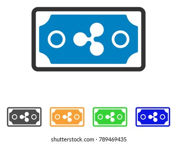 Ripple Banknote icon. Vector illustration style is a flat iconic ripple banknote symbol with grey, yellow, green, blue color variants. Designed for web and software interfaces.