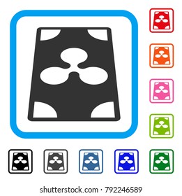 Ripple Banknote Perspective icon. Flat gray pictogram symbol in a blue rounded squared frame. Black, grey, green, blue, red, orange color versions of ripple banknote perspective vector.