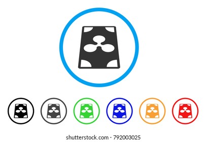 Ripple Banknote Perspective rounded icon. Style is a flat gray symbol inside light blue circle with bonus color versions. Ripple Banknote Perspective vector designed for web and software interfaces.