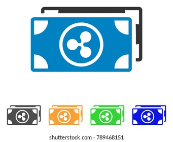Ripple Banknotes icon. Vector illustration style is a flat iconic ripple banknotes symbol with grey, yellow, green, blue color variants. Designed for web and software interfaces.