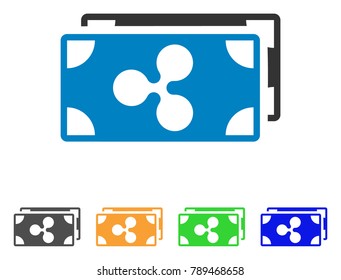 Ripple Banknotes icon. Vector illustration style is a flat iconic ripple banknotes symbol with grey, yellow, green, blue color variants. Designed for web and software interfaces.