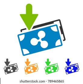 Ripple Banknotes Income icon. Vector illustration style is a flat iconic ripple banknotes income symbol with gray, yellow, green, blue color versions. Designed for web and software interfaces.