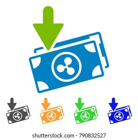 Ripple Banknotes Income icon. Vector illustration style is a flat iconic ripple banknotes income symbol with grey, yellow, green, blue color versions. Designed for web and software interfaces.