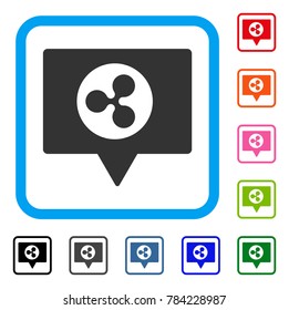 Ripple Banner icon. Flat gray pictogram symbol inside a blue rounded rectangular frame. Black, gray, green, blue, red, orange color additional versions of Ripple Banner vector.