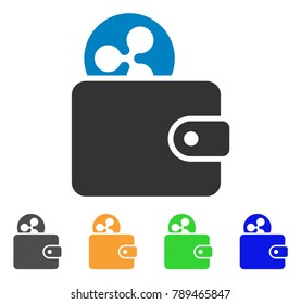 Ripple Billfold icon. Vector illustration style is a flat iconic ripple billfold symbol with gray, yellow, green, blue color versions. Designed for web and software interfaces.