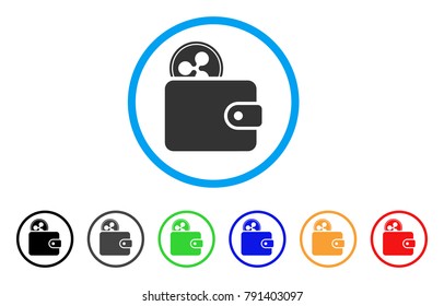 Ripple Billfold rounded icon. Style is a flat gray symbol inside light blue circle with bonus colored variants. Ripple Billfold vector designed for web and software interfaces.