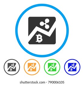 Ripple Bitcoin Exchange Market rounded icon. Style is a flat gray symbol inside light blue circle with additional color variants.