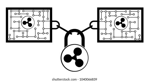 ripple block chain technology icon,vector disign,disign concept on a white background ,interlocking the blocks with each other using the lock code