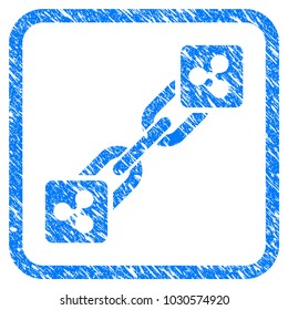 Ripple Blockchain rubber seal stamp watermark. Icon vector symbol with grunge design and dirty texture inside rounded rectangle. Scratched blue emblem on a white background.