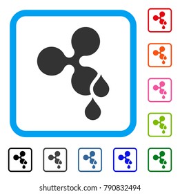 Ripple Blood Drops icon. Flat grey pictogram symbol inside a blue rounded square. Black, gray, green, blue, red, orange color versions of Ripple Blood Drops vector. Designed for web and app UI.