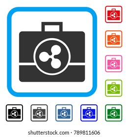 Ripple Business Case icon. Flat grey iconic symbol inside a blue rounded square. Black, gray, green, blue, red, orange color variants of Ripple Business Case vector. Designed for web and app UI.