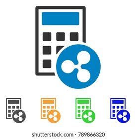 Ripple Calculator icon. Vector illustration style is a flat iconic ripple calculator symbol with gray, yellow, green, blue color versions. Designed for web and software interfaces.