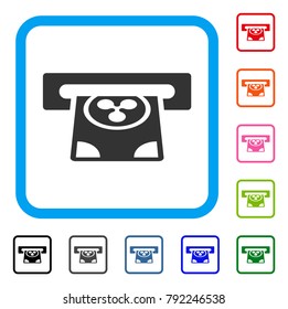 Ripple Card Terminal icon. Flat gray pictogram symbol inside a blue rounded rectangle. Black, gray, green, blue, red, pink color variants of ripple card terminal vector.