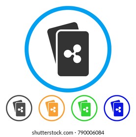Ripple Cards rounded icon. Style is a flat gray symbol inside light blue circle with bonus color variants. Ripple Cards vector designed for web and software interfaces.