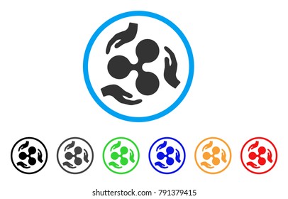 Ripple Care Hands rounded icon. Style is a flat grey symbol inside light blue circle with additional colored variants. Ripple Care Hands vector designed for web and software interfaces.