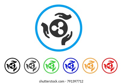 Ripple Care Hands rounded icon. Style is a flat grey symbol inside light blue circle with additional color variants. Ripple Care Hands vector designed for web and software interfaces.