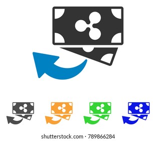 Ripple Cashback icon. Vector illustration style is a flat iconic ripple cashback symbol with grey, yellow, green, blue color variants. Designed for web and software interfaces.