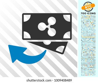 Ripple Cashback pictograph with 700 bonus bitcoin mining and blockchain pictograms. Vector illustration style is flat iconic symbols designed for blockchain apps.