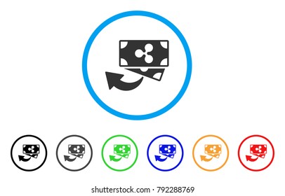 Ripple Cashback rounded icon. Style is a flat gray symbol inside light blue circle with bonus color versions. Ripple Cashback vector designed for web and software interfaces.