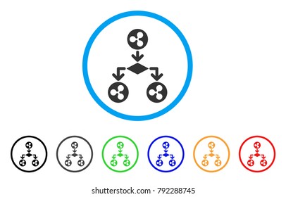 Ripple Cashflow Structure rounded icon. Style is a flat gray symbol inside light blue circle with additional color versions. Ripple Cashflow Structure vector designed for web and software interfaces.