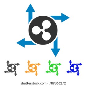 Ripple Cashout Arrows icon. Vector illustration style is a flat iconic ripple cashout arrows symbol with gray, yellow, green, blue color versions. Designed for web and software interfaces.