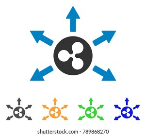 Ripple Cashout Arrows icon. Vector illustration style is a flat iconic ripple cashout arrows symbol with gray, yellow, green, blue color variants. Designed for web and software interfaces.