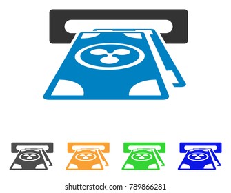 Ripple Cashout ATM icon. Vector illustration style is a flat iconic ripple cashout atm symbol with gray, yellow, green, blue color versions. Designed for web and software interfaces.
