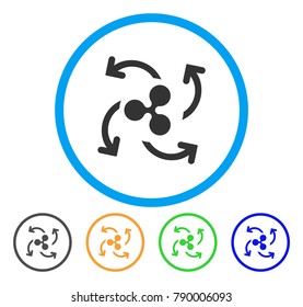 Ripple Cashout Swirl rounded icon. Style is a flat gray symbol inside light blue circle with additional color versions. Ripple Cashout Swirl vector designed for web and software interfaces.