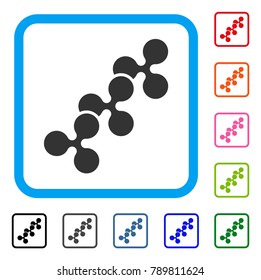 Ripple Chain icon. Flat grey iconic symbol inside a blue rounded rectangle. Black, gray, green, blue, red, orange color versions of Ripple Chain vector. Designed for web and software interfaces.