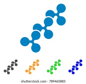 Ripple Chain icon. Vector illustration style is a flat iconic ripple chain symbol with grey, yellow, green, blue color versions. Designed for web and software interfaces.