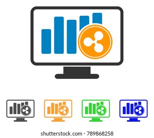 Ripple Chart Monitoring icon. Vector illustration style is a flat iconic ripple chart monitoring symbol with gray, yellow, green, blue color versions. Designed for web and software interfaces.