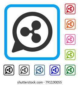 Ripple Chat Balloon icon. Flat grey iconic symbol inside a blue rounded square. Black, gray, green, blue, red, orange color additional versions of Ripple Chat Balloon vector.