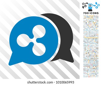 Ripple Chat icon with 700 bonus bitcoin mining and blockchain clip art. Vector illustration style is flat iconic symbols designed for cryptocurrency software.