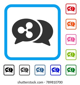 Ripple Chat Messages icon. Flat grey pictogram symbol in a blue rounded squared frame. Black, gray, green, blue, red, orange color variants of Ripple Chat Messages vector.