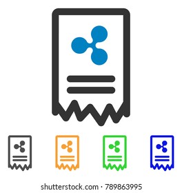Ripple Cheque icon. Vector illustration style is a flat iconic ripple cheque symbol with grey, yellow, green, blue color variants. Designed for web and software interfaces.