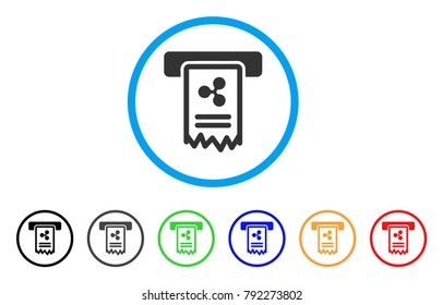 Ripple Cheque Payment rounded icon. Style is a flat grey symbol inside light blue circle with additional color variants. Ripple Cheque Payment vector designed for web and software interfaces.
