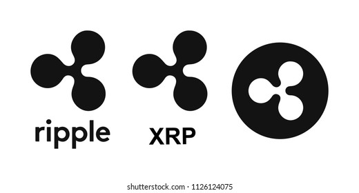 Ripple coin black logo. Crypto currency ripple logotype isolated on white background.