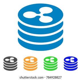 Ripple Coin Column icon. Vector illustration style is a flat iconic ripple coin column symbol with gray, yellow, green, blue color versions. Designed for web and software interfaces.