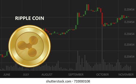 Ripple coin decrease exchange value digital virtual price up chart and graph black background