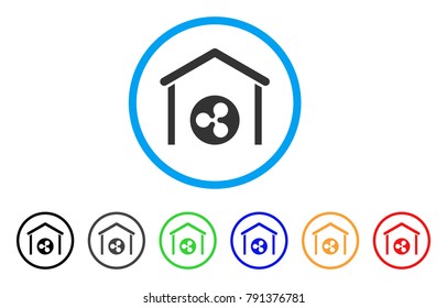 Ripple Coin Garage rounded icon. Style is a flat grey symbol inside light blue circle with bonus color variants. Ripple Coin Garage vector designed for web and software interfaces.