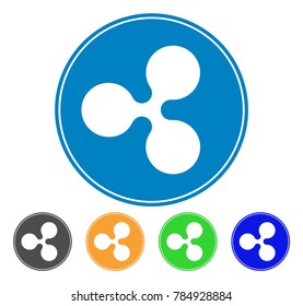 Ripple Coin icon. Vector illustration style is a flat iconic ripple coin symbol with grey, yellow, green, blue color versions. Designed for web and software interfaces.